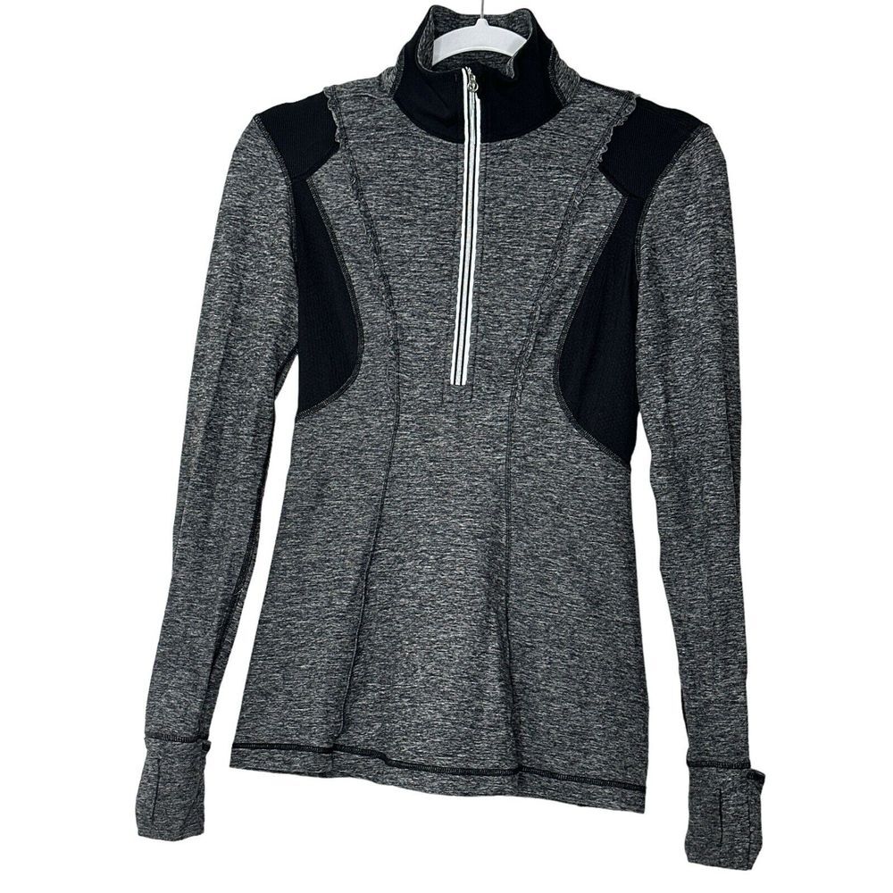 Lululemon Jacket Women's Size 4  Athletic 1/2 Zip Gray Black‎ Gym Outdoor Yoga